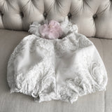Handmade Heirloom Antique White Christening Gown with Bonnet – Beaded Lace - Dalia
