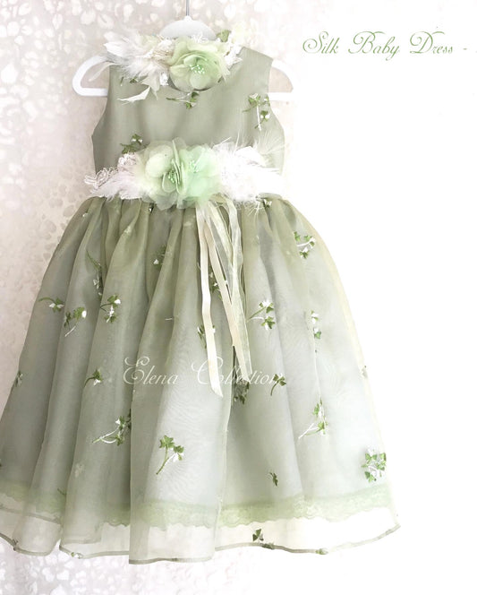 Silk Green  Baby Dress- Laura