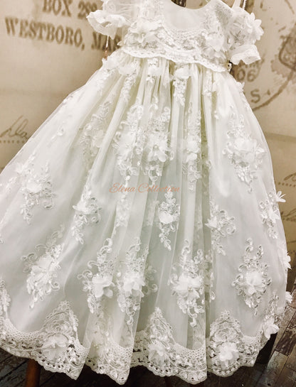 Christening Gown Beaded 3d Lace - Eloisa