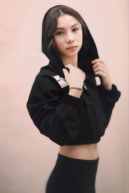 Cropped Black Hoodie - Laura