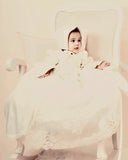 Christening Gown - Vintage-Inspired Silk Baptism Gown with Beaded Lace Sleeves – Heirloom Collection - Sophia