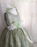 Silk Green  Baby Dress- Laura