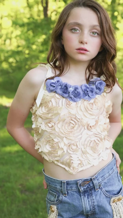 Girls Roses Top - Ellie