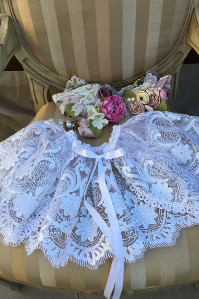 Communion Lace Cape - White Communion Wrap - Girls Dressy Cape