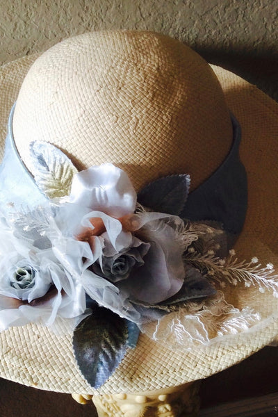Summer Floral Hat - Sky
