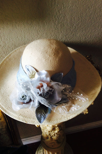 Summer Floral Hat - Sky