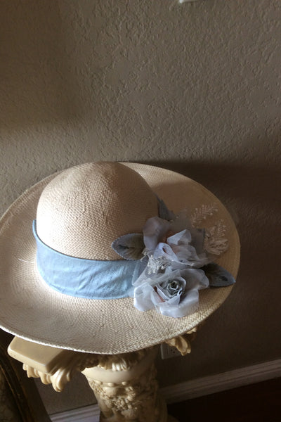 Summer Floral Hat - Sky
