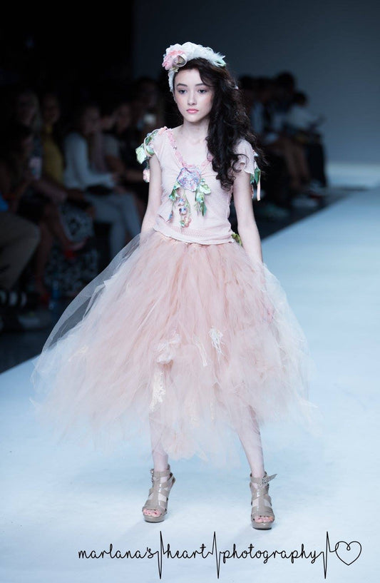 Bridal Blush Tulle Skirt & Blouse - Melina