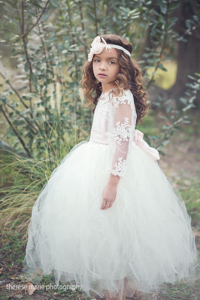 Comunion Long slevess dress-Flowergirl-Bridal-Candace - ElenaCollection
 - 9