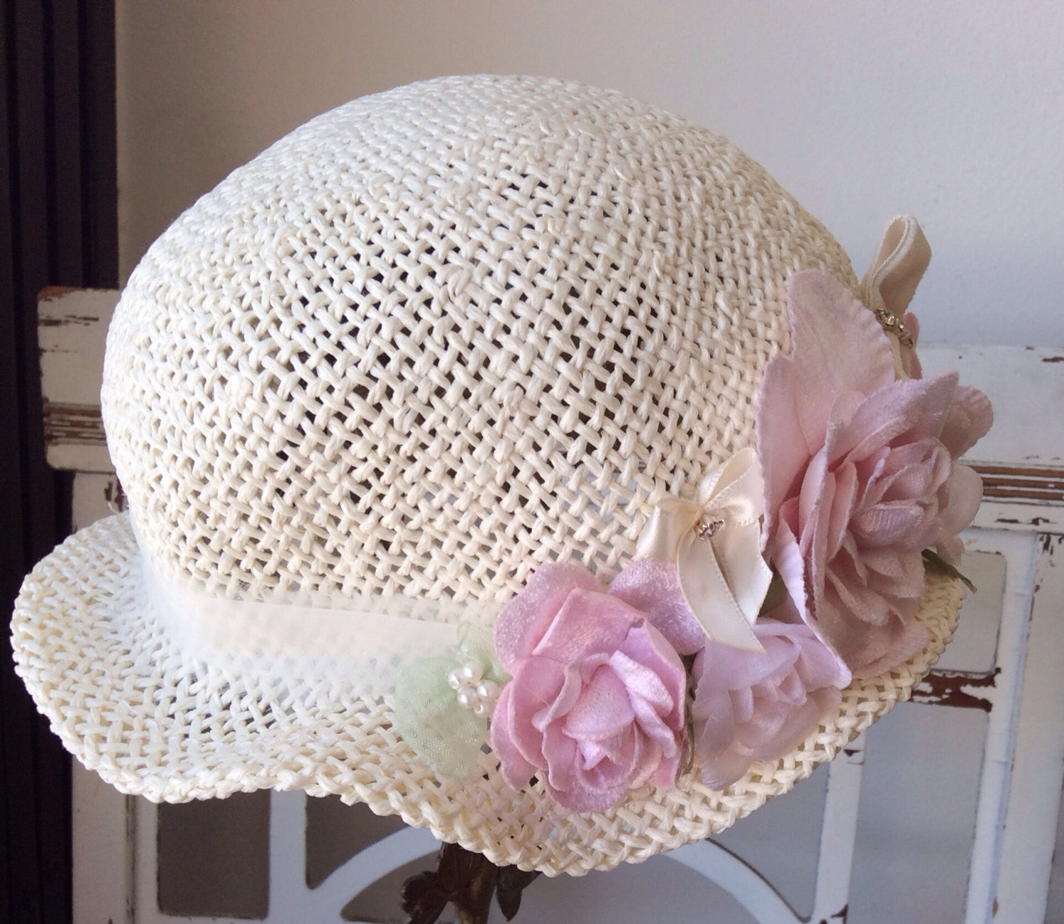 Baby Victorian Cottage Hat-Rosy - ElenaCollection
 - 4