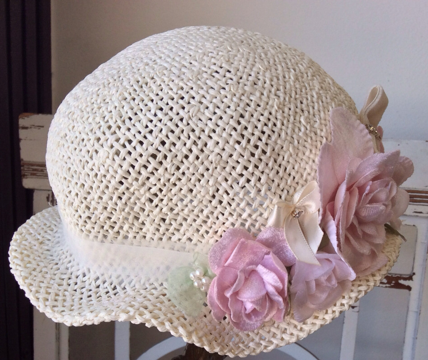 Baby Victorian Cottage Hat-Rosy - ElenaCollection
 - 5