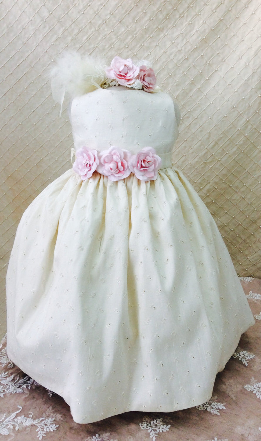 Flower girl dress-Photo-prop-baby girl-eyelet cotton dress-Eugenia - ElenaCollection
 - 2