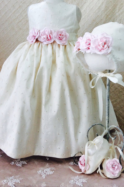 Flower girl dress-Photo-prop-baby girl-eyelet cotton dress-Eugenia - ElenaCollection
 - 1