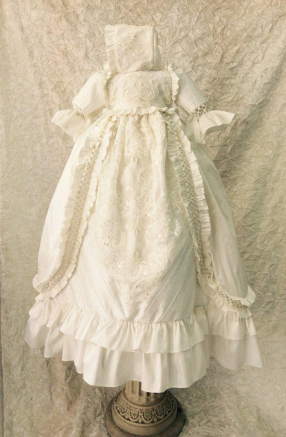 Christening silk boy gown-baptism-heirloom-Renato - ElenaCollection
 - 2