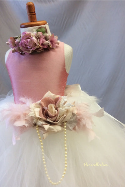 Flower girl tutu dress open back-bridal- photography-Rosita - ElenaCollection
 - 1