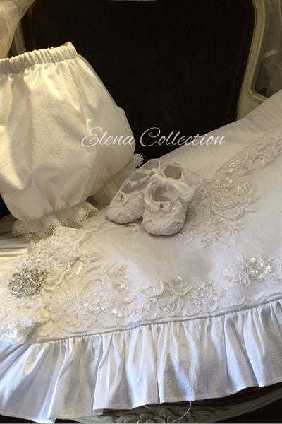 MATCHING - Silk Blanket 36x36  - Heirloom Christening Gown