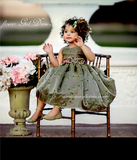 Flower Girl Green Silk Dress - Regina