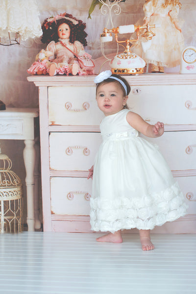 Flower baby girl dress-Baptism-Christening-Brandy - ElenaCollection
 - 1