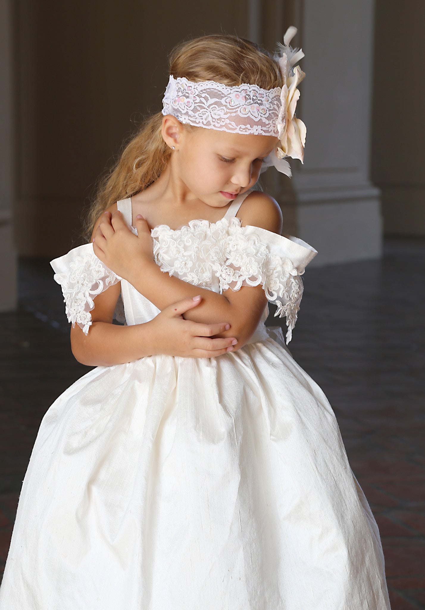 Comunion-Flower girl off the shoulder dress-Photo prop-Genesis - ElenaCollection
 - 4