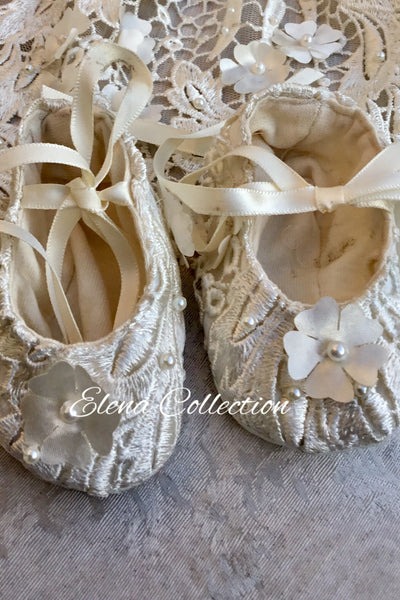 Christening Shoes -Avery  - Heirloom Christening Gown
