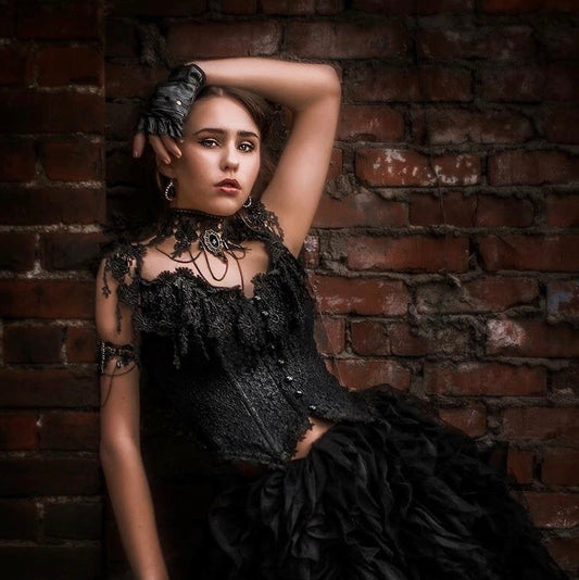 Black Lace Corset Top -  Wedding Corset Top  - Kendra