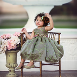 Flower Girl Green Silk Dress - Regina