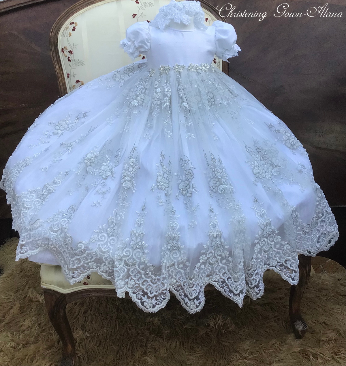 Lace Christening Gown - Channel - OUT OF STOCK