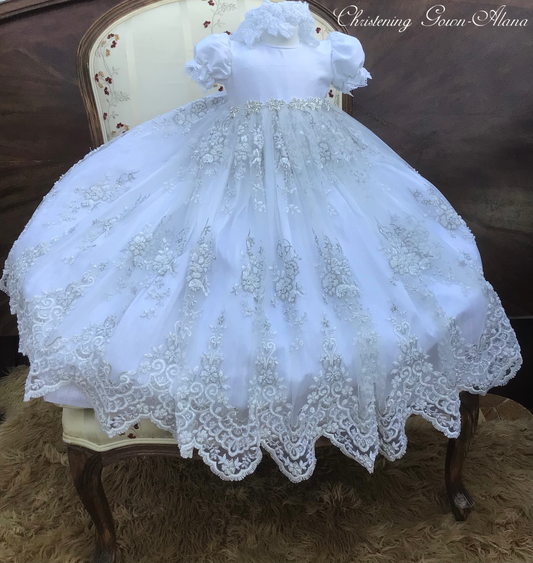 Lace Christening Gown - Channel - OUT OF STOCK