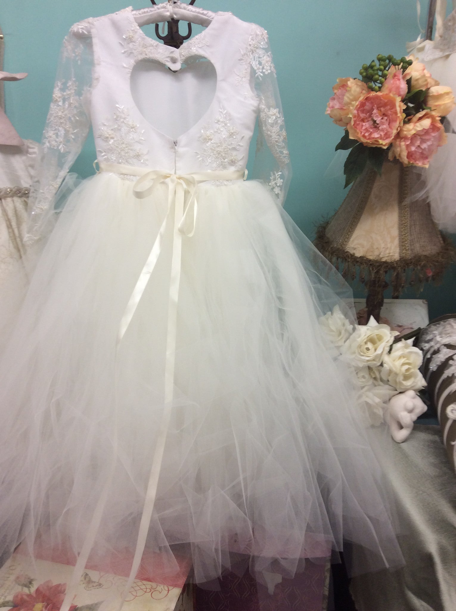 Comunion Long slevess dress-Flowergirl-Bridal-Candace - ElenaCollection
 - 6