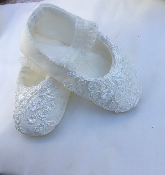 Christening Shoes Lace and Silk