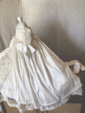 Christening Gown - Vintage-Inspired Silk Baptism Gown with Beaded Lace Sleeves – Heirloom Collection - Sophia