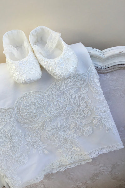 MATCHING - Silk Blanket 36x36  - Heirloom Christening Gown
