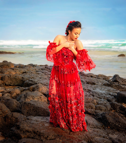 Red lace dress- Issa