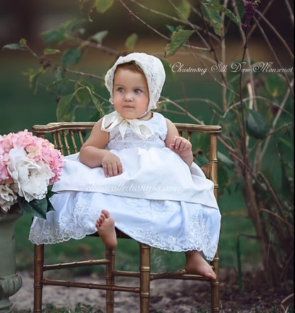 Christening Silk White Dress - Monserrat