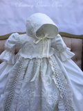 Heirloom Silk Baptism Gown unisex - Renato - Heirloom Boy’s Christening Gown Set – Hand-Embroidered with Matching Bonnet