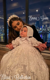 Emma Heirloom Christening Gown – Hand-Beaded Corded Lace with Bonnet