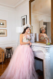 2-Piece Couture Wedding Corset Set with Detachable Tulle Train & Handmade Florals