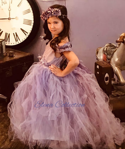 Flower girl tutu dress-Sofia Size 6-8 RTS