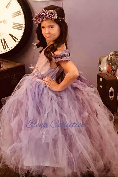Flower girl tutu dress-Sofia Size 6-8 RTS