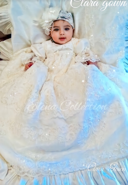 Elara Bloom Christening Gown for Girls (Baptism Outfit) – Made to Order (AB010)