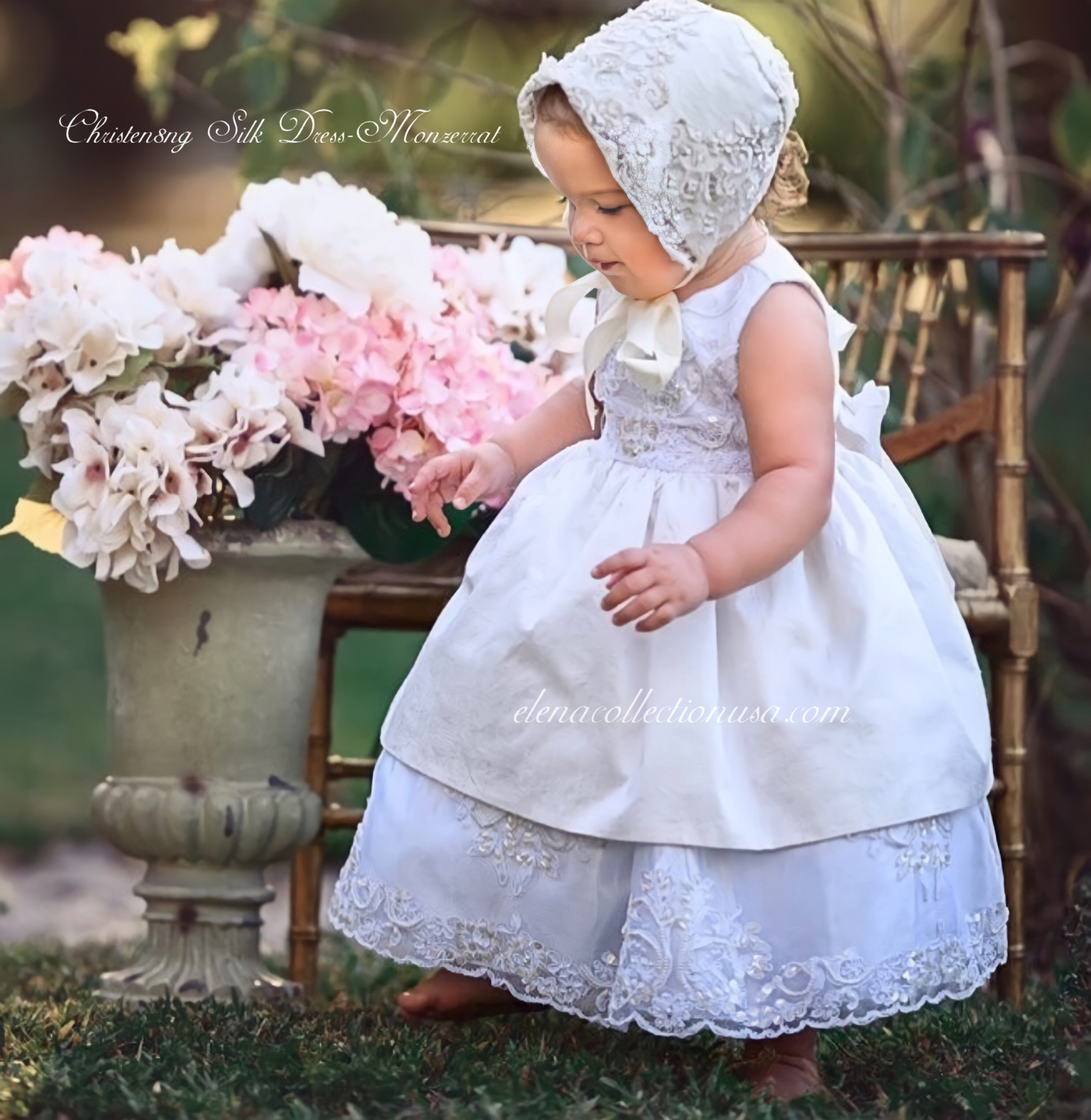 Christening Silk White Dress - Monserrat