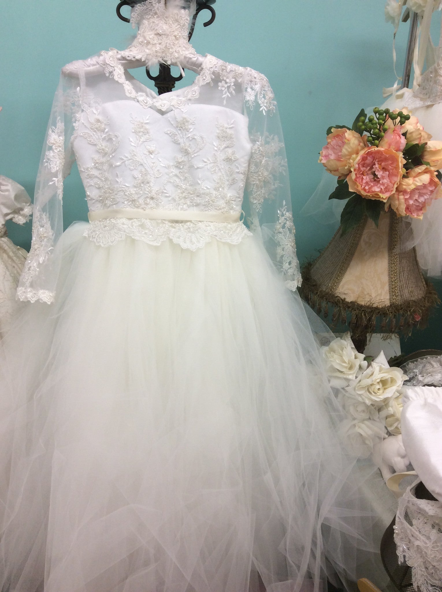 Comunion Long slevess dress-Flowergirl-Bridal-Candace - ElenaCollection
 - 11