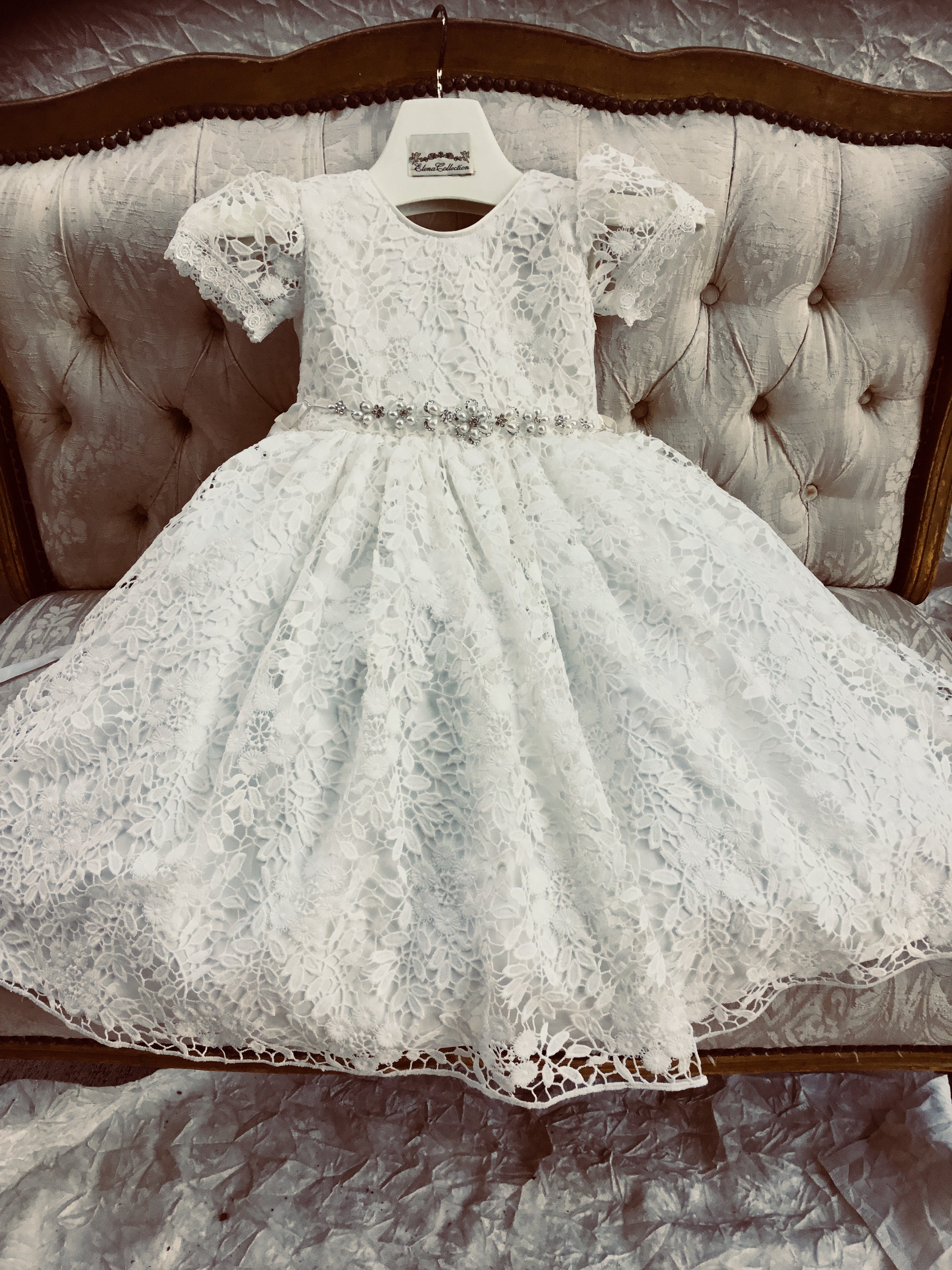 LACE CHRISTENING GOWN AND BONNET HEIRLOOM BAPTISM DRESS IVORY / WHITE | eBay