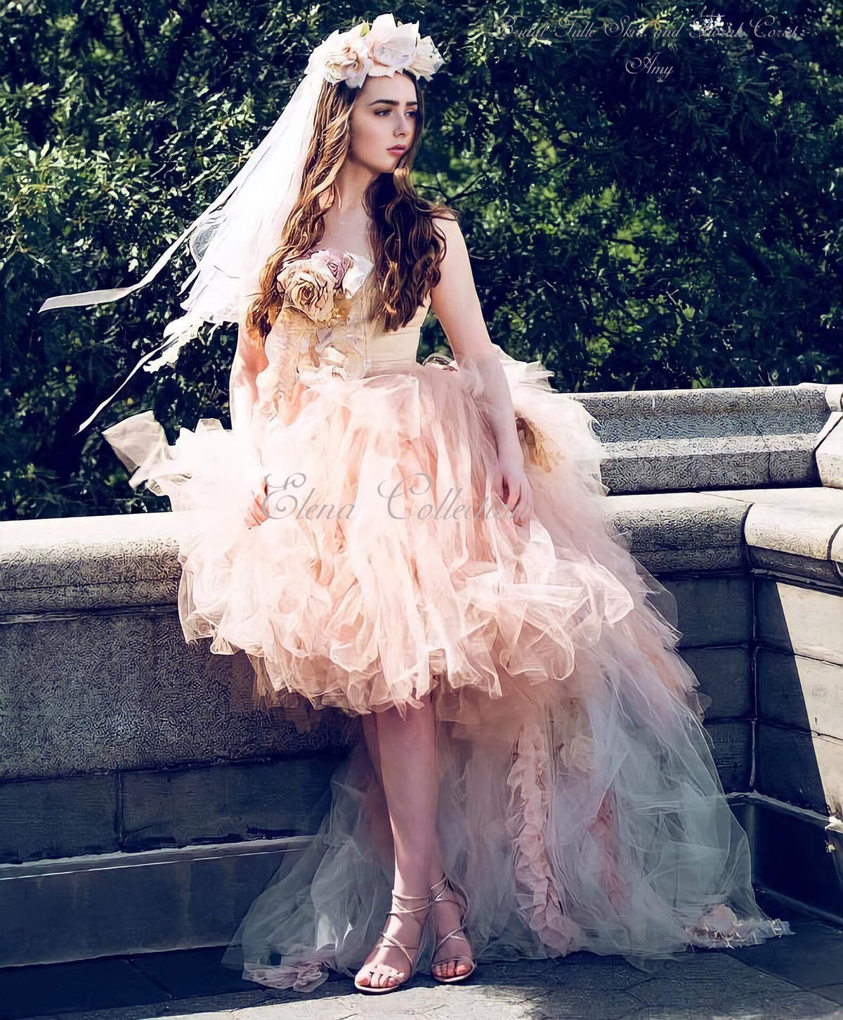 Pink tulle top skirt for wedding