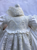 Heirloom Silk Baptism Gown unisex - Renato - Heirloom Boy’s Christening Gown Set – Hand-Embroidered with Matching Bonnet