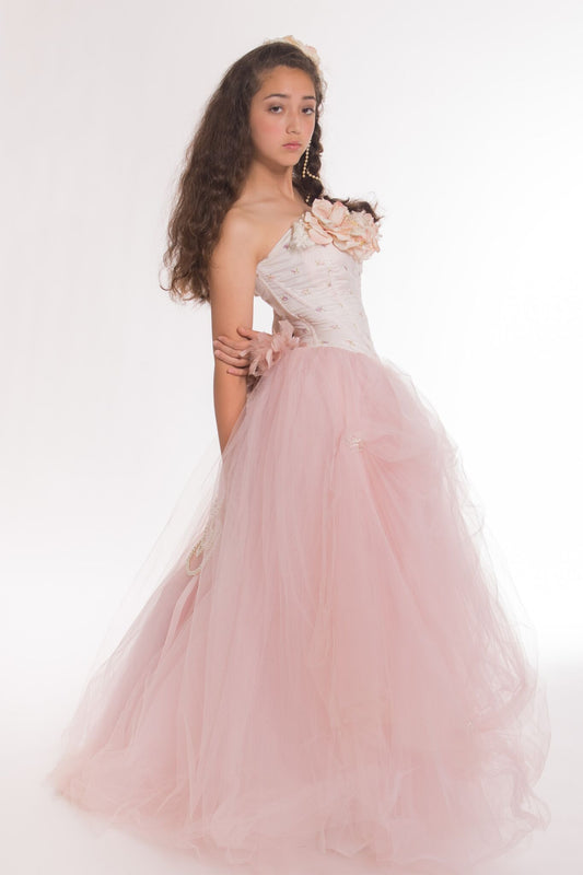 Blush Quinceanera Tulle Gown-Bridal-Prom-Isabel - ElenaCollection
 - 1