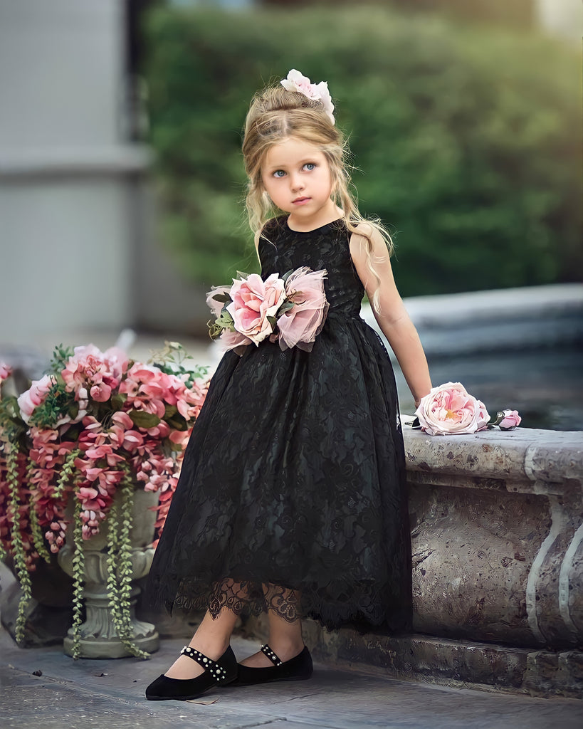 Black Flower Girl Dress