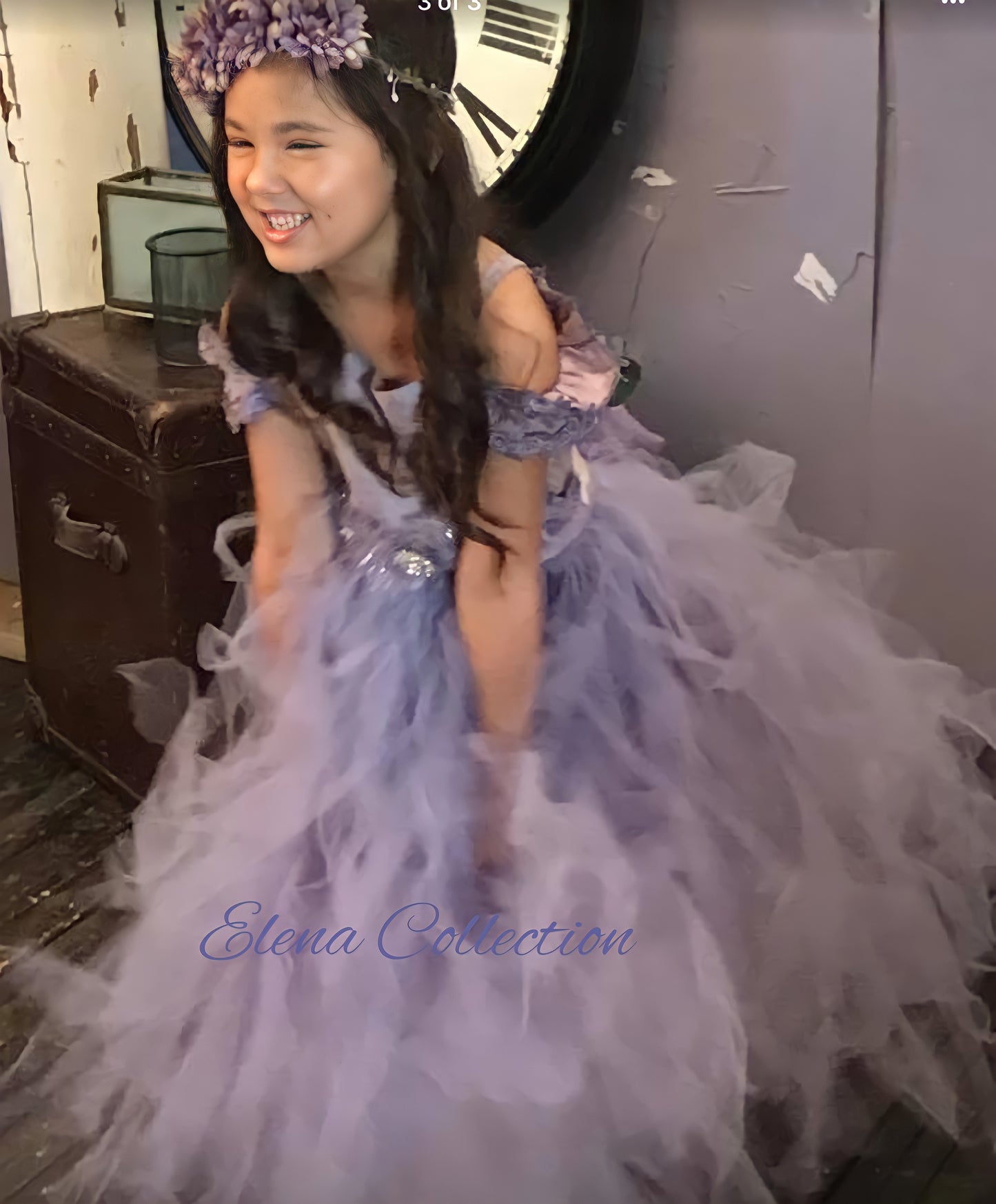 Flower girl tutu dress-Sofia Size 6-8 RTS