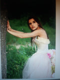 2-Piece Couture Wedding Corset Set with Detachable Tulle Train & Handmade Florals