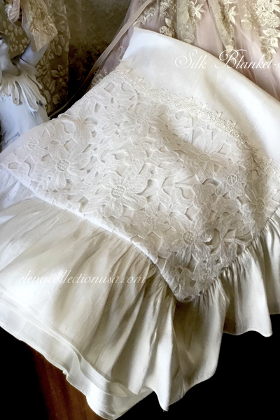 MATCHING - Silk Blanket 36x36  - Heirloom Christening Gown